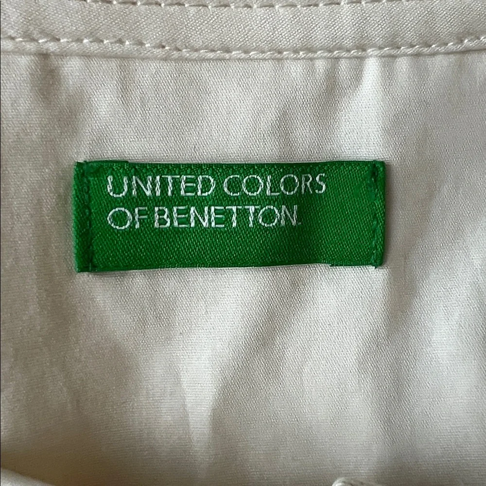Vintage Benetton 100%COTTON Cross Stitch SPREAD COLLAR DRESS Girl L